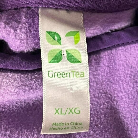 Green Tea Fleece Pullover Womens XL Purple Tie Dye Snap Neck Pockets Used - Picture 7 of 13